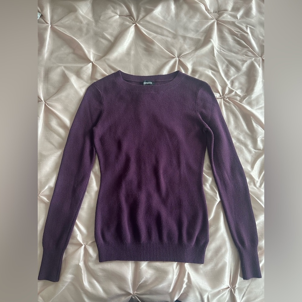 Express Purple Crew Neck Sweater, Size Medium